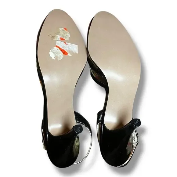 Vintage Mervyn’s ‘About Town’ Black & Gold Sandal Heels – Size 6 - Picture 6 of 11